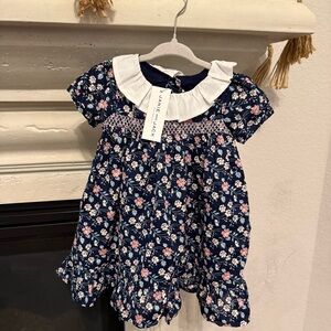 NWT Janie and Jack Collar Smocked Kids Dress floral 12-18M